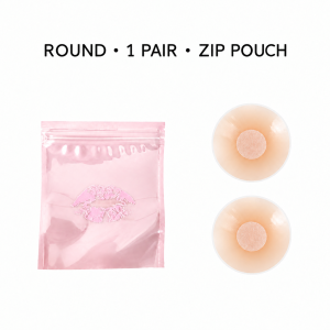 One round silicone cover pair and pink zip pouch