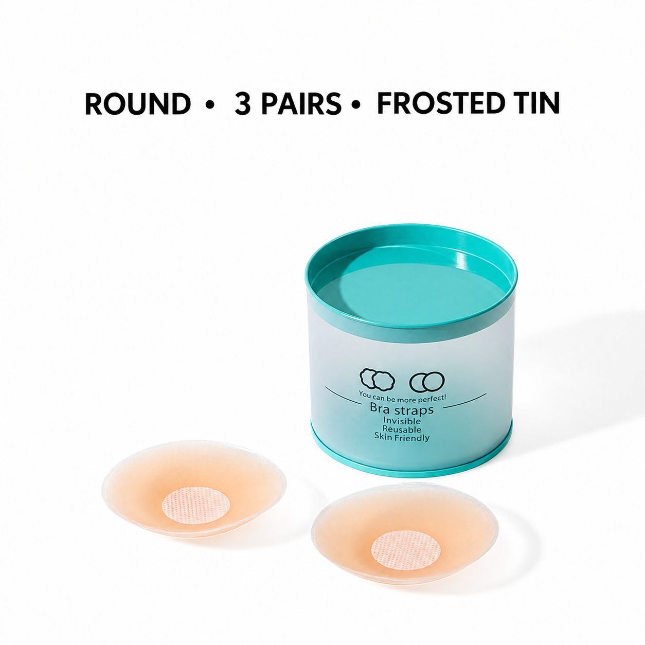 Round silicone cover example with the three-pair frosted tin