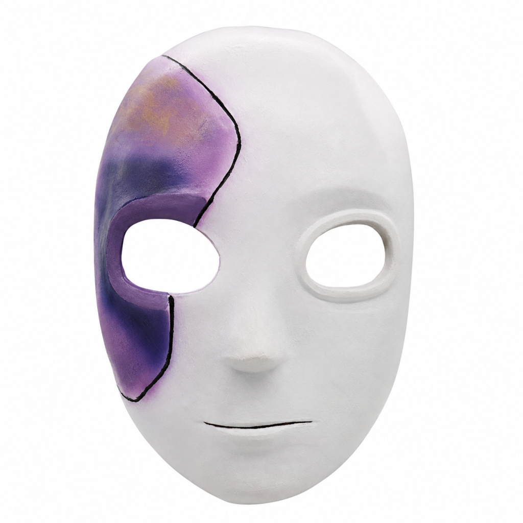 Sally Face white mask with purple scar panel