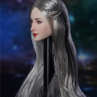 SUPER DUCK SDH024 Style B side detail of silver-gray braided head sculpt; head only