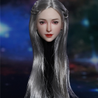 SUPER DUCK SDH024 Style B head sculpt with long silver-gray hair and braids; head only