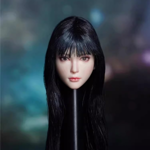SUPER DUCK SDH028 style A head sculpt with black straight hair and bangs, front view