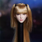 SUPER DUCK SDH028 style B head sculpt with honey blonde twin tails and bangs, front view