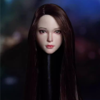 SUPER DUCK SDH028 style C head sculpt with dark brown center parted hair, front view