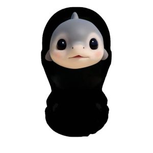Cute gray shark-face printed black headcover
