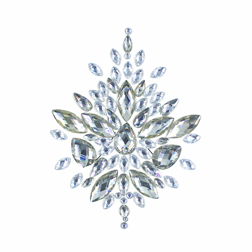 Silver crystal flourish adhesive rhinestone body decoration