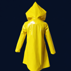 Six yellow hooded costume coat back
