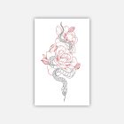 Red flower and black snake tattoo sheet