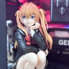 Close-up of Asuka figure face and red hair ribbons; computer setting not included