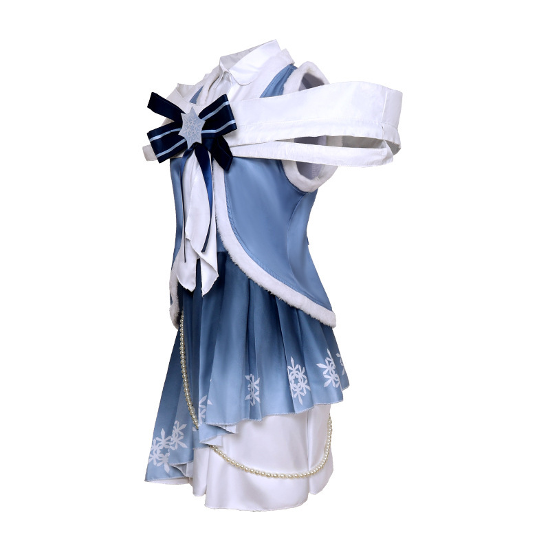 2025 Snow Miku costume blue side view with navy bow