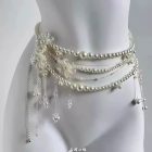 Pearl-Style Beaded Drape Waist Accessories — Flower and layered drapes