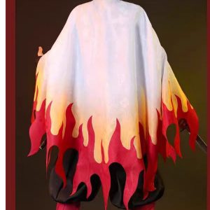 Back of Rengoku flame haori with red and black scalloped hem