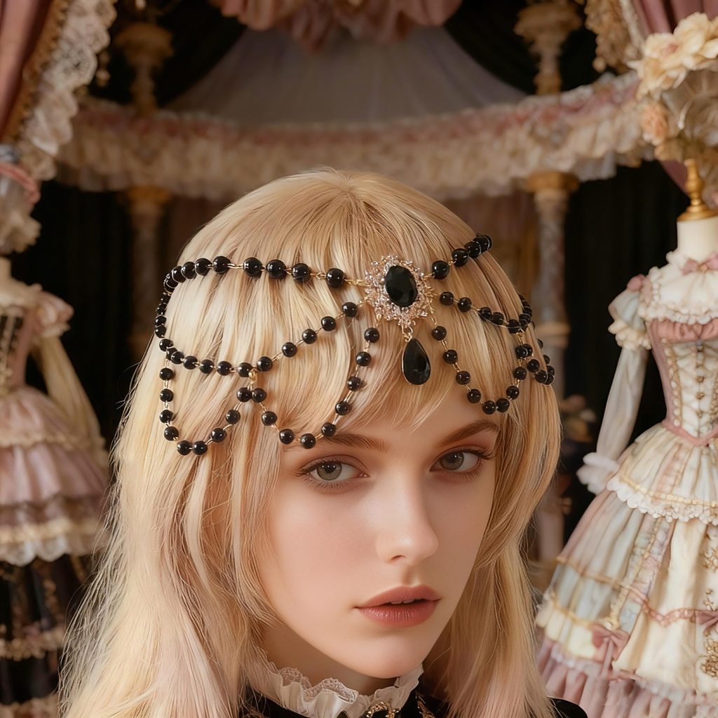 Dark Queen Beaded Forehead Chain — Forehead chain only