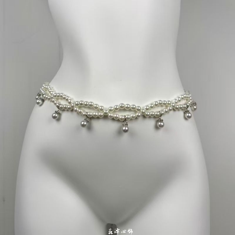 Pearl-Style Beaded Drape Waist Accessories — Bead tassels
