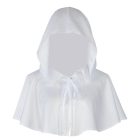 White hooded short capelet with neck ties