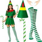 Green elf accessories worn with a separately styled green dress, alongside the included pieces