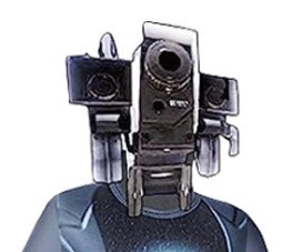 Cameraman printed head mask with camera lens graphics; bodysuit sold separately