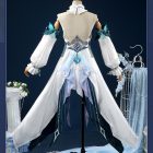 Wo Ya Ni Sha Genshin Impact white teal costume rear view on mannequin