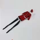 ACG26-M07-10 D red 1:6 figure jacket skirt hat and neck bow flat lay; legwear excluded