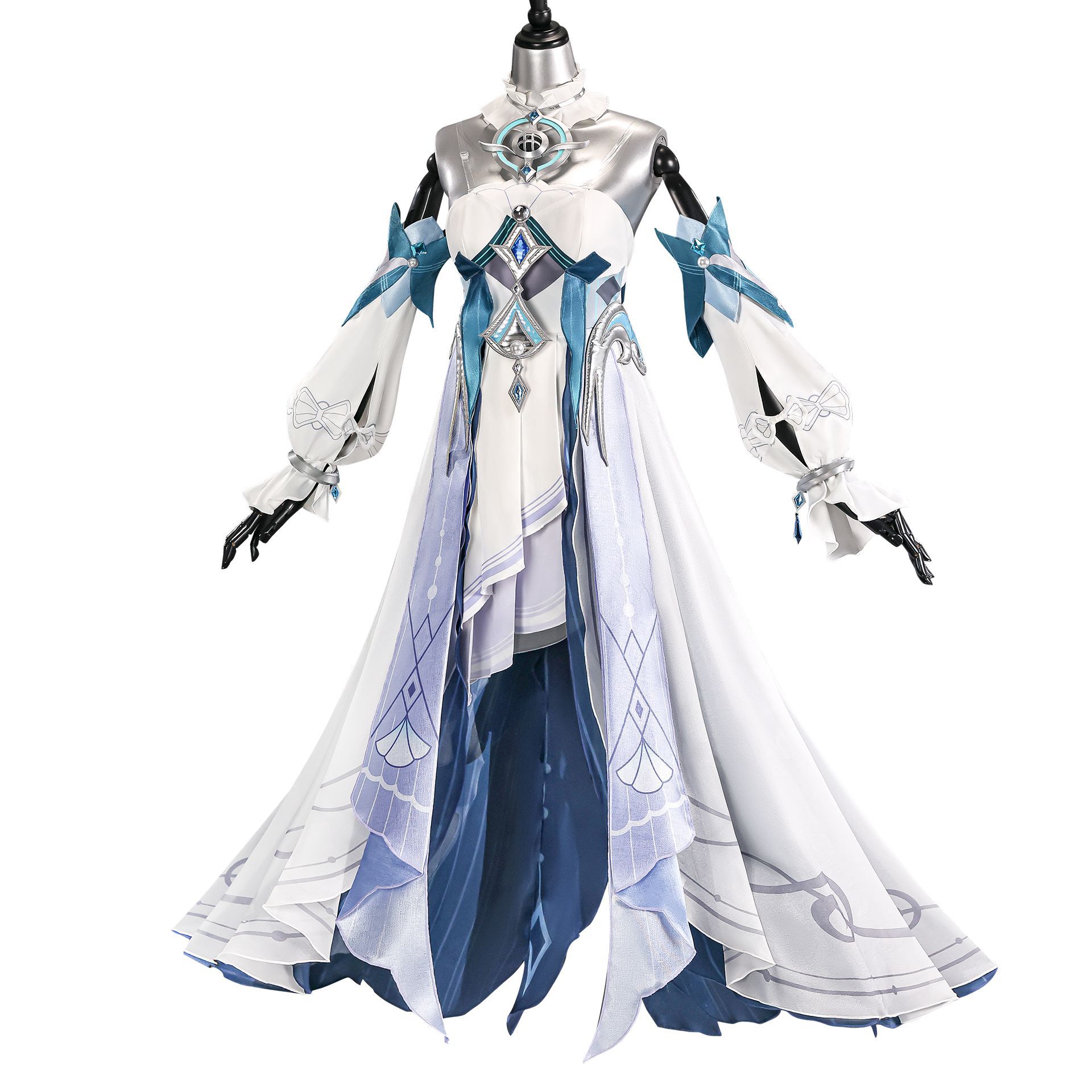 Vodyanitsa cosplay costume second front view showing blue and white layers