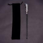 Silver animal-head handle and black wand with pouch