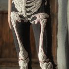 Black skeletal bone leggings on a model