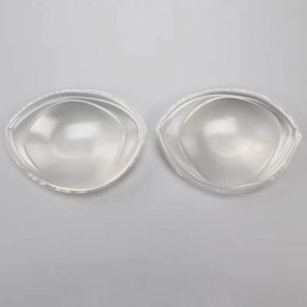 Pair of clear rounded silicone bra inserts
