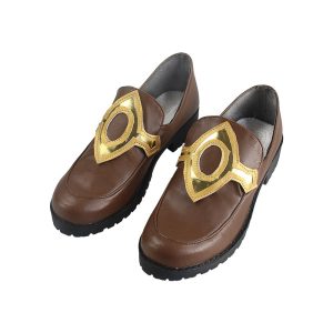 Hu Tao Genshin Impact brown cosplay shoes with gold-colored decoration