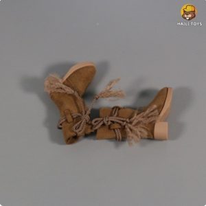 HAILI TOYS HF009 brown miniature boot pair actual flat lay