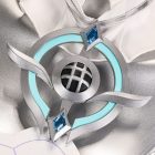 Close-up of blue silver costume chest ornament