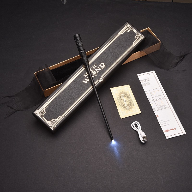 Dark carved light-up wizard wand design