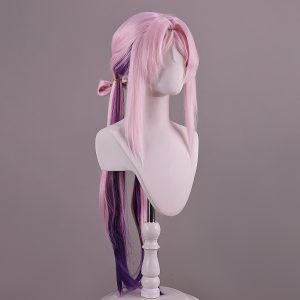 Pink and purple long character wig on mannequin