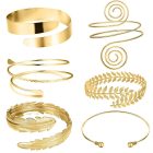 Woodland Leaf and Feather Cuffs — Six-cuff set / gold-colored