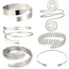 Woodland Leaf and Feather Cuffs — Six-cuff set / silver-colored
