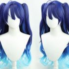 Amamiya Kokoro navy to aqua twin-tail cosplay wig in two views