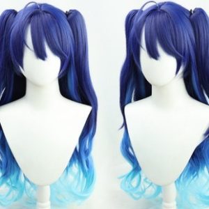 Amamiya Kokoro navy to aqua twin-tail cosplay wig in two views