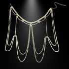 Gold rhinestone shoulder chain with scalloped drapes