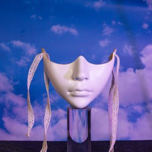 Matte white sculpted lower-face mask with nose and lip contours