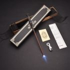 Reddish shaft and rough dark handle on a light-up wand