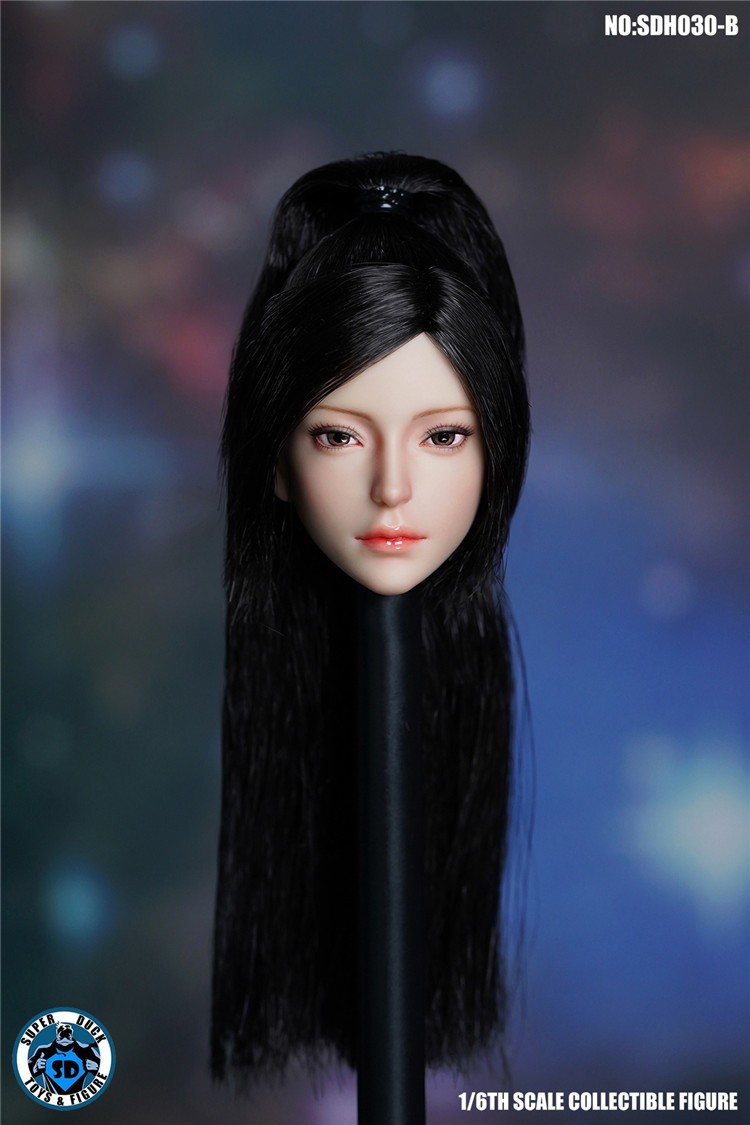 SUPER DUCK SDH030 style B black high ponytail head sculpt only on photographic rod