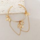 Woodland Leaf and Feather Cuffs — Leaf chain-drape cuff
