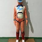 Glamrock Freddy orange jumpsuit with blue lightning chest print and bear headpiece