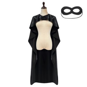 Black costume cloak and matching eye mask