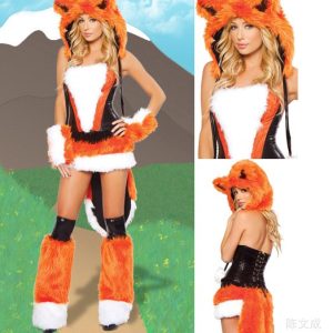 Orange fox corset costume front and back