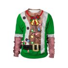 Green Santa vest and bells printed Christmas crewneck