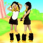 Black penguin costume front and back