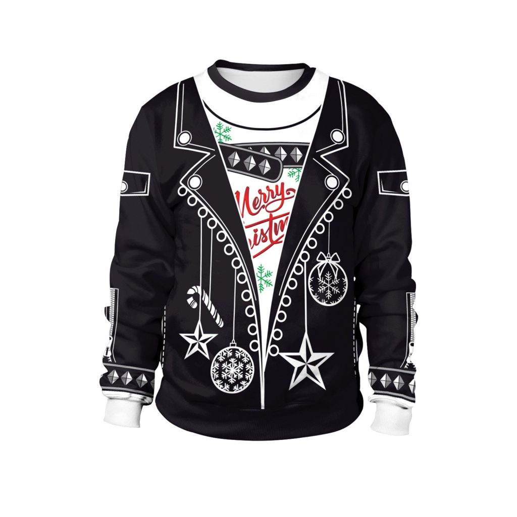 Black Christmas biker print crewneck