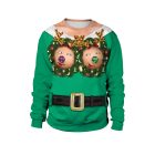 Green reindeer faces printed Christmas crewneck