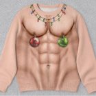 Christmas ornament and illustrated torso illusion sweatshirt