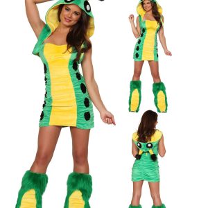 Green and yellow bug costume front and back